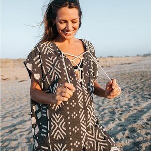 NWOT Sandcloud Adobe Mudcloth Cover Up Black One Size